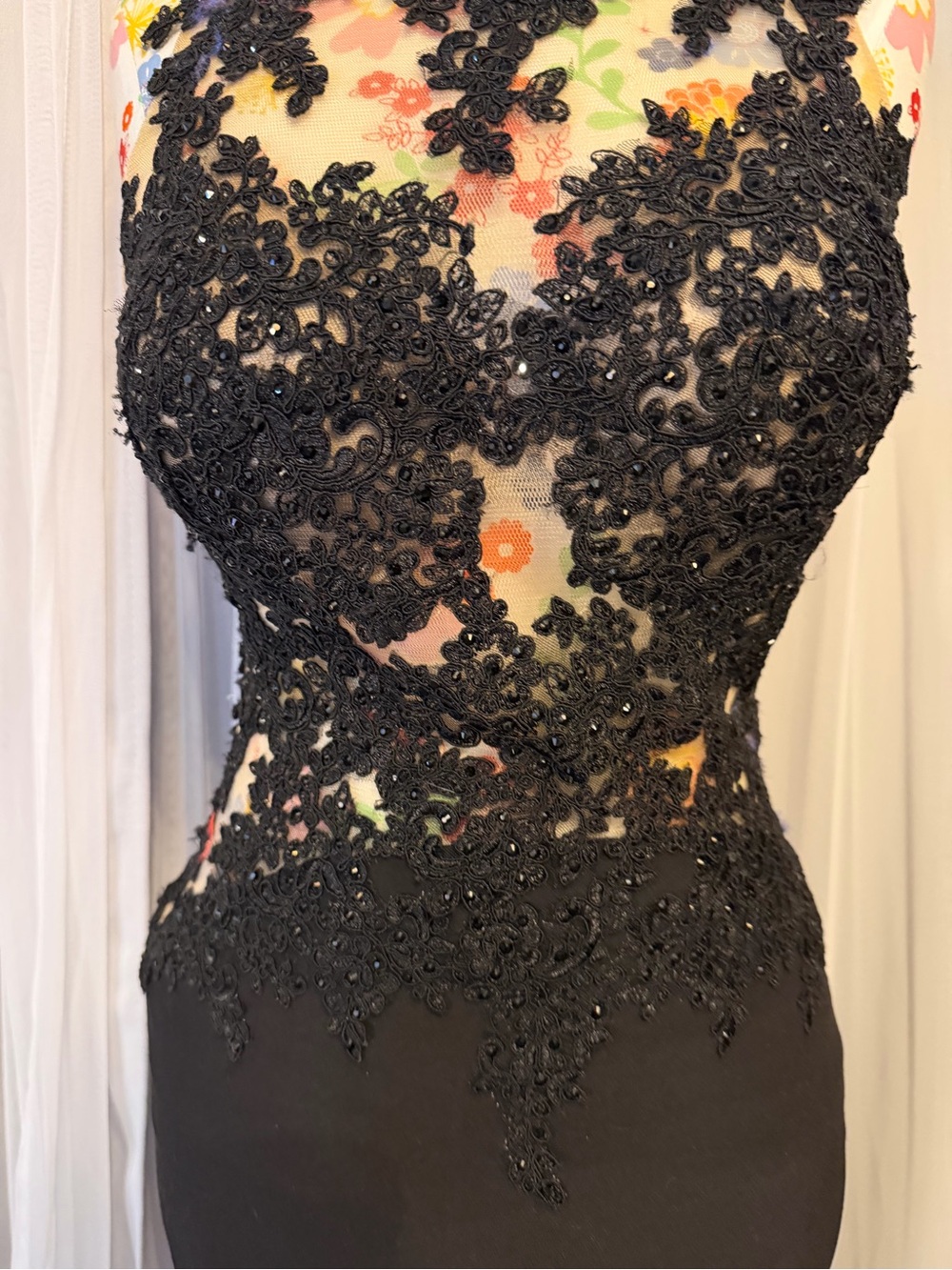 madison james Black Lace Appliqué Prom Gown - Picture 2 of 8